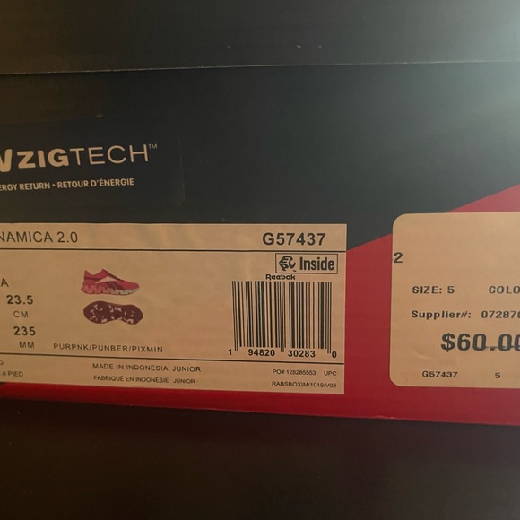 Reebok Zig Dynamica 2.0 Girls Big Kid Size 5 - Picture 3 of 8